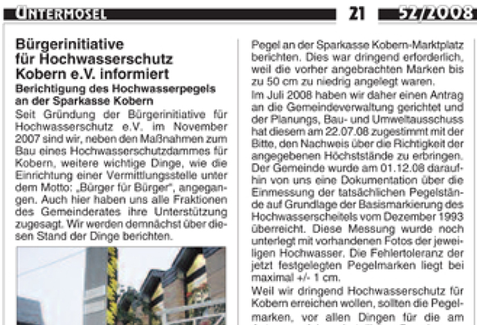 Mitteilungsblatt VG Untermosel, 26.05.2009 - Hochwasserschutz als Prüfstein