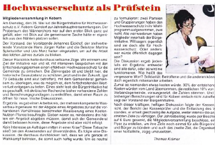 Mitteilungsblatt VG Untermosel, 26.05.2009 - Hochwasserschutz als Prüfstein