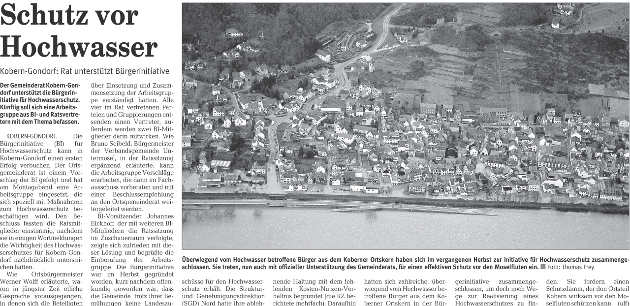 Rhein-Zeitung, 16.04.2008 – Schutz vor Hochwasser
